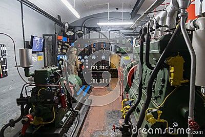 Engine room O`Hara`s Battery museum Gibraltar Editorial Stock Photo