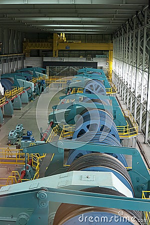 Engine room of the StrÃ©py-Thieu boat lift, Hainaut, Belgium Stock Photo