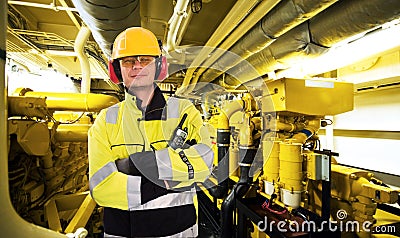 Engine room worker Stock Photo