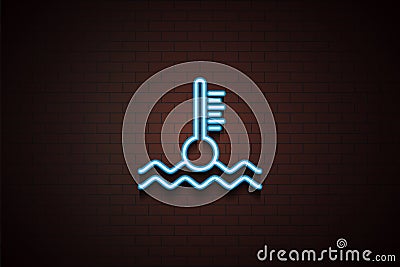 engine temperature icon in Neon style on brick wall Stock Photo