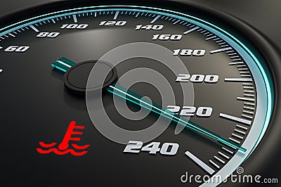 Engine temperature warning light on car dashboard Cartoon Illustration