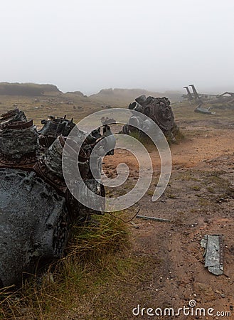 Engine wreckage from the B-29 Superfortress crash site on Bleaklow Stock Photo