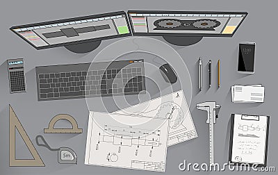 Engineer attributes Vector Illustration