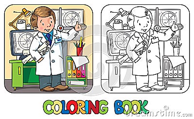 Engineer coloring book. Profession ABC series Vector Illustration