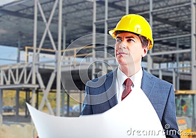 Engineer constructor with a project. Stock Photo