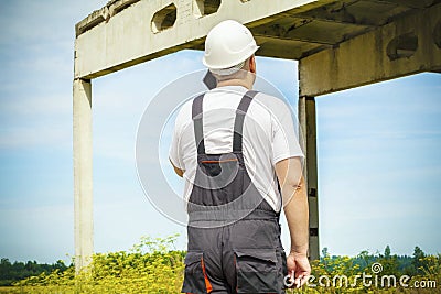 Engineer finishing check unfinished building Stock Photo