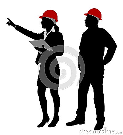 Engineer and foreman working Vector Illustration