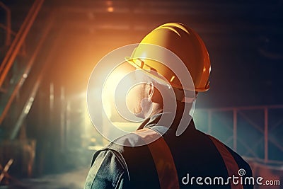 Engineer helmet view. Generate Ai Stock Photo