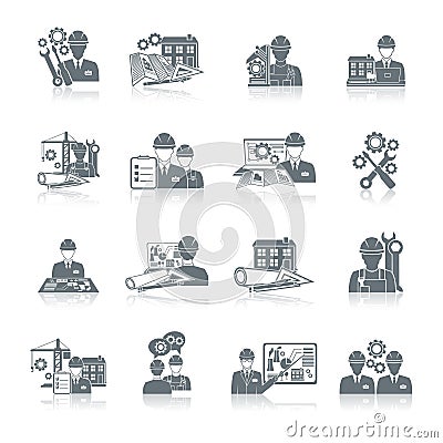 Engineer icon black Vector Illustration