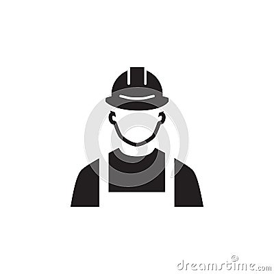 Engineer Icon. Man in Hard Hat. Buider Symbol. Vector Illustration