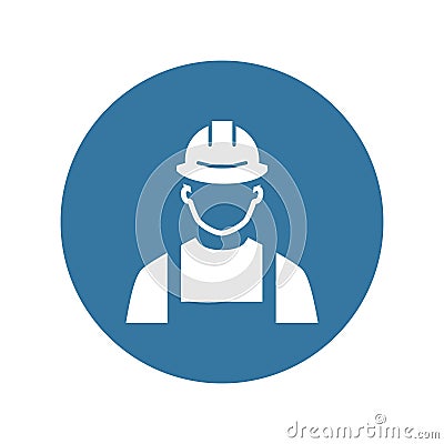 Engineer Icon. Man in Hard Hat. Buider Symbol. Vector Illustration