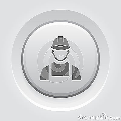 Engineer Icon. Man in Hard Hat. Buider Symbol. Vector Illustration