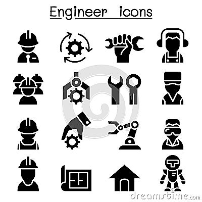 Engineer icon set Vector Illustration