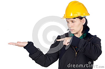 Engineer indicating a hand Stock Photo