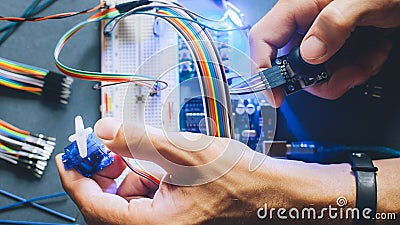 Engineer invent prototype robot electronic module Stock Photo