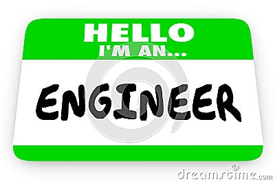 Engineer Job Career Hello Name Tag Sticker Stock Photo