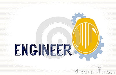 Engineer logo or icon with yellow safety helmet, stylish industrial and construction . Vector Illustration