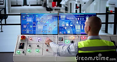 Engineer Operators Using Scada System Stock Photo