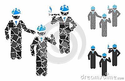 Engineer persons discussion Mosaic Icon of Trembly Parts Vector Illustration