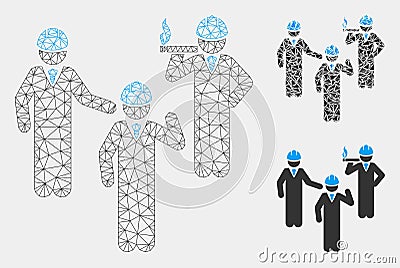 Engineer Persons Discussion Vector Mesh 2D Model and Triangle Mosaic Icon Vector Illustration