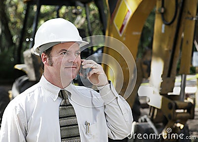 Engineer on Phone Stock Photo