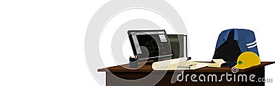 Engineer`s desk Vector Illustration