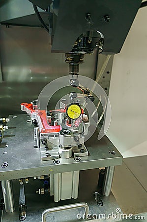 engineer setup industrial metal machining cutting process of automotive parts by tool Stock Photo