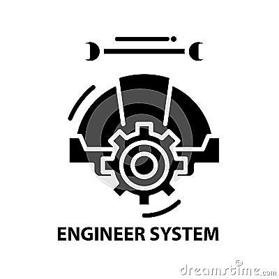 engineer system icon, black vector sign with editable strokes, concept illustration Cartoon Illustration