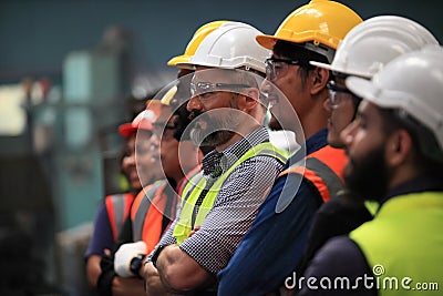 Engineer team full skill quality for maintenance and training in industry factory worker , warehouse Workshop for factory operat Stock Photo