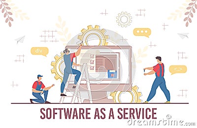 Engineer Team Software Service Development Process Vector Illustration