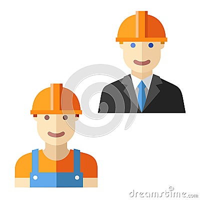 Engineer worker flat avatar set Vector Illustration