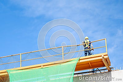 Engineer working on high ground construction site Stock Photo