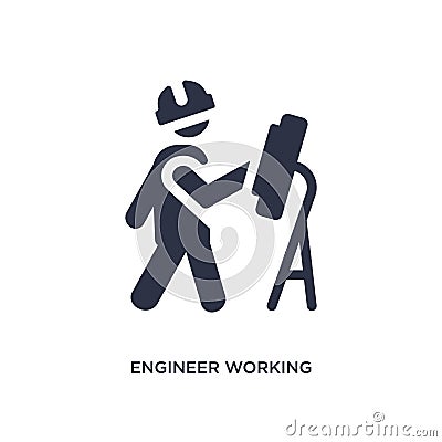 engineer working icon on white background. Simple element illustration from behavior concept Vector Illustration