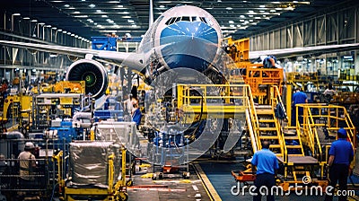 engineering airplane aircraft manufacturing Cartoon Illustration