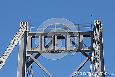 Engineering architectural metal structure of Hercilio Luz bridge Stock Photo