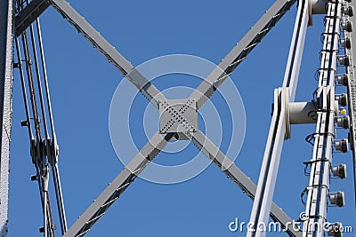 Engineering architectural metal structure of Hercilio Luz bridge Stock Photo