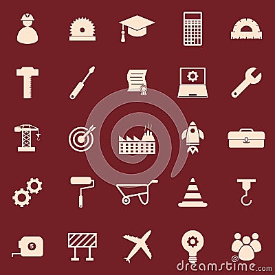 Engineering color icons on red background Vector Illustration