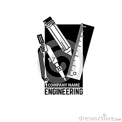 Engineering Company Logo Template. Vector Illustration