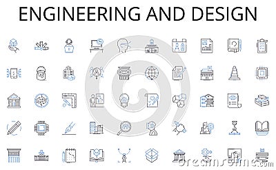 Engineering and design line icons collection. Cooperation, Synergy, Accord, Balance, Oneness, Concurrence, Alliance Vector Illustration