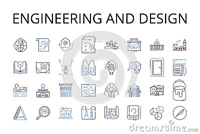 Engineering and design line icons collection. Articulate discourse, Bold imagination, Creative ingenuity, Dynamic Vector Illustration