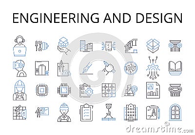 Engineering and design line icons collection. Articulate discourse, Bold imagination, Creative ingenuity, Dynamic Vector Illustration