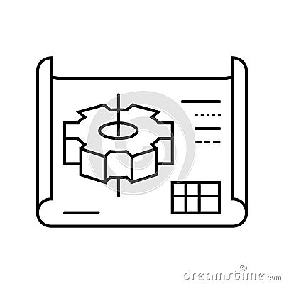 engineering drawing manufacturing engineer line icon vector illustration Cartoon Illustration