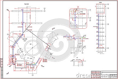 Engineering drawing on white background Vector Illustration