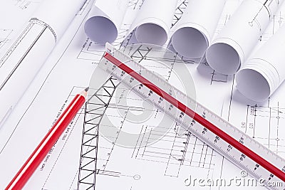 Engineering drawings Stock Photo