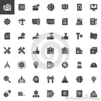 Engineering elements vector icons set Vector Illustration