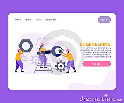 Engineering Flat Landing Page Vector Illustration