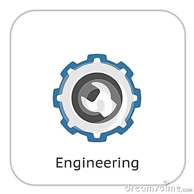 Engineering Icon. Gear and Wrench. Service Symbol. Vector Illustration