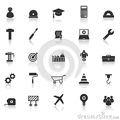 Engineering icons with reflect on white background Vector Illustration