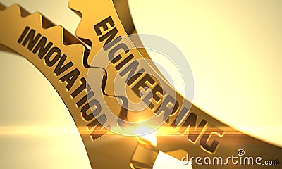 !Engineering Innovation Concept. Golden Gears. Stock Photo