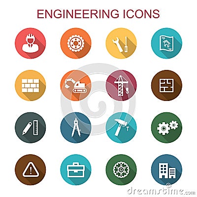 Engineering long shadow icons Vector Illustration